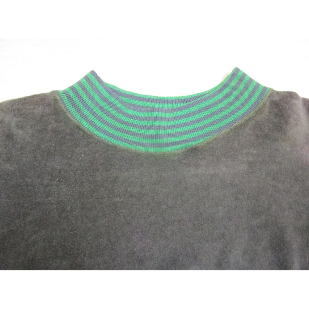 VTG VELOUR LONG SLEEVE POCKET SWEATER Green‎ Color-Block MEN'S (M) Grunge Rock